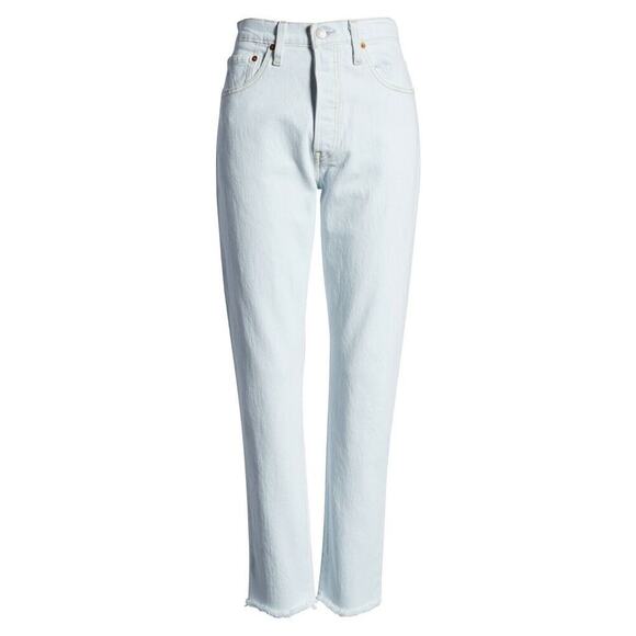 Levis Womens 501 Plus Size 16 High Rise Skinny Jeans Light Wash Blue Raw Hem New - Picture 11 of 11